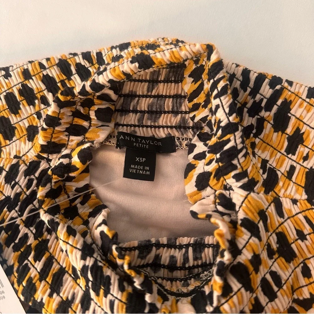 Ann Taylor Leopard Mock Turtleneck Long Sleeve Swing Dress XS extra small Petite - Picture 7 of 9